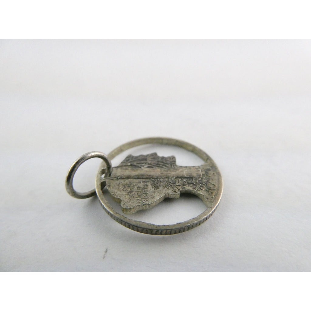 Vintage Silver Hand Carved Mercury Dime Pendant Cut Out Charm 1.7g 17mm Diameter