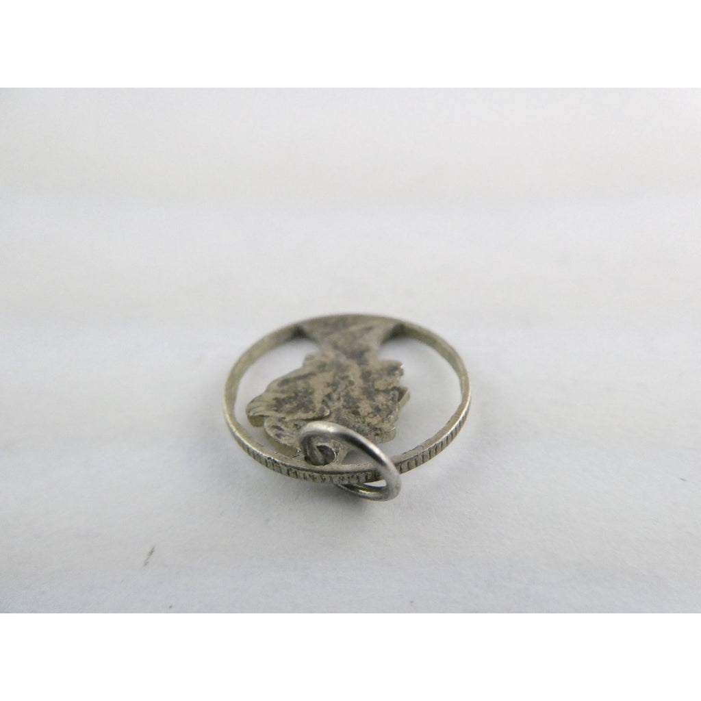 Vintage Silver Hand Carved Mercury Dime Pendant Cut Out Charm 1.7g 17mm Diameter