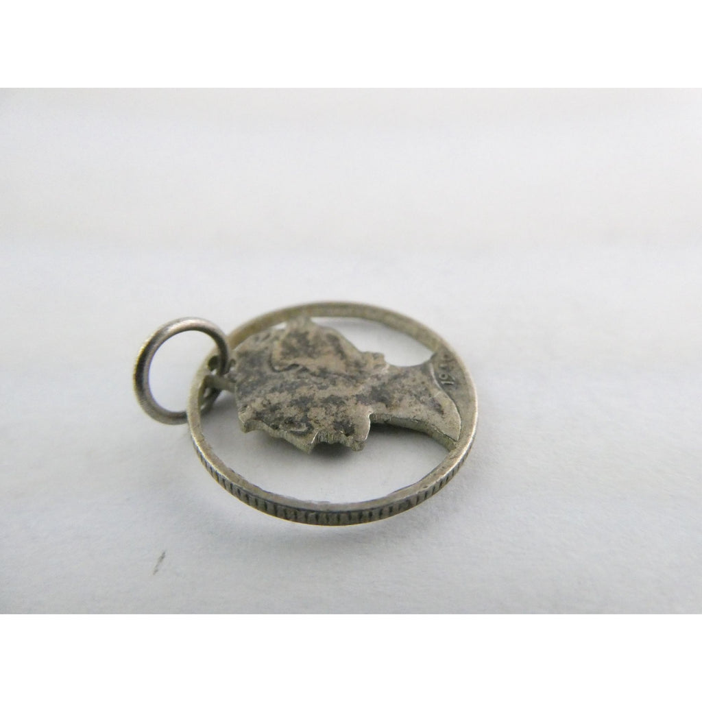 Vintage Silver Hand Carved Mercury Dime Pendant Cut Out Charm 1.7g 17mm Diameter