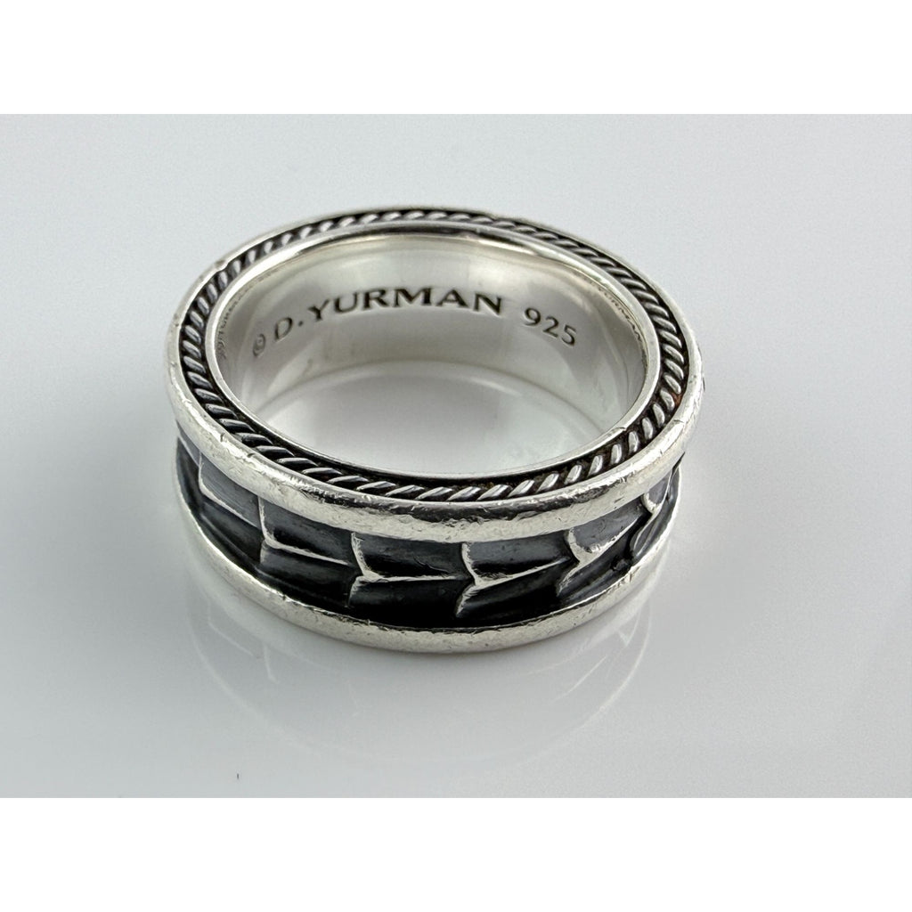 David Yurman Sterling Silver Armory Band Ring Size 10 Weighs 15.7g 9mm Thickness