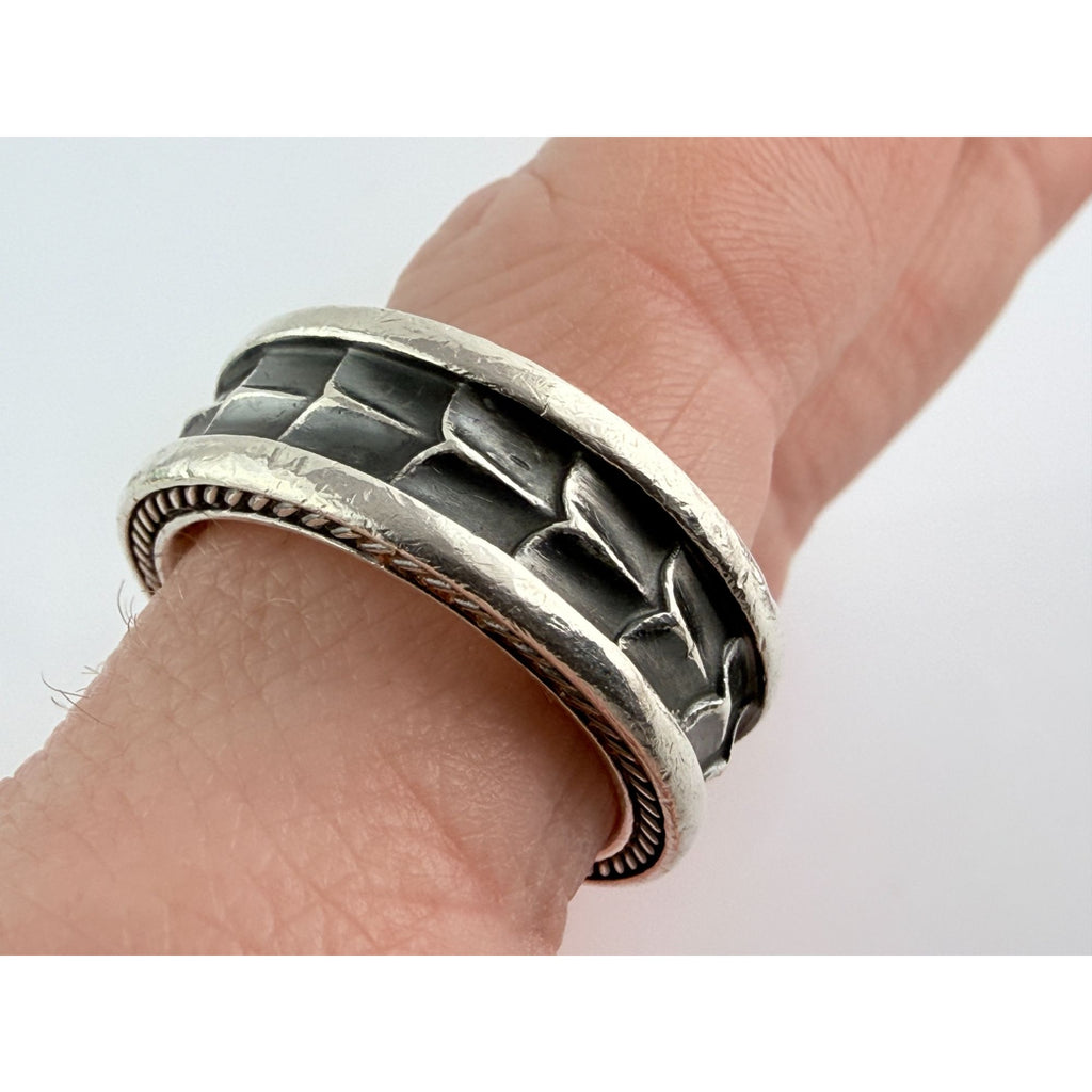 David Yurman Sterling Silver Armory Band Ring Size 10 Weighs 15.7g 9mm Thickness