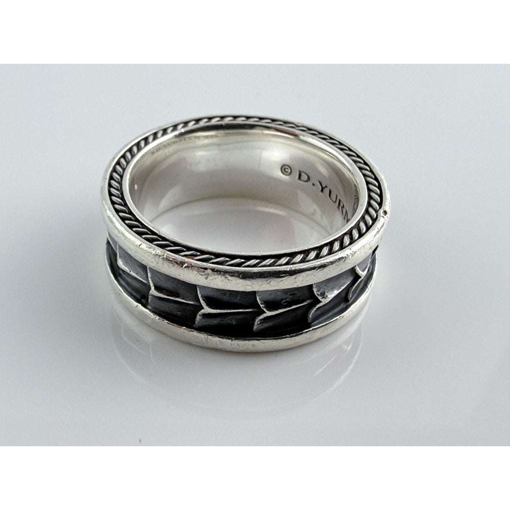 David Yurman Sterling Silver Armory Band Ring Size 10 Weighs 15.7g 9mm Thickness