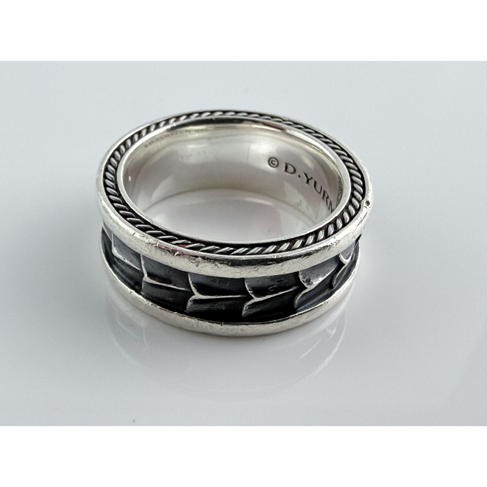 David Yurman Sterling Silver Armory Band Ring Size 10 Weighs 15.7g 9mm Thickness