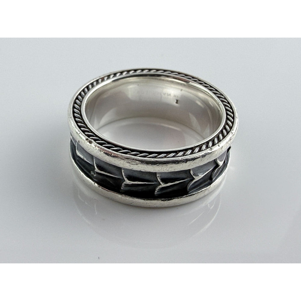 David Yurman Sterling Silver Armory Band Ring Size 10 Weighs 15.7g 9mm Thickness