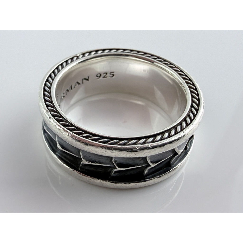David Yurman Sterling Silver Armory Band Ring Size 10 Weighs 15.7g 9mm Thickness