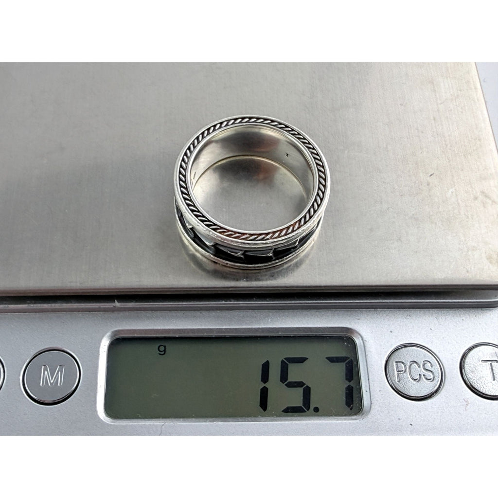 David Yurman Sterling Silver Armory Band Ring Size 10 Weighs 15.7g 9mm Thickness
