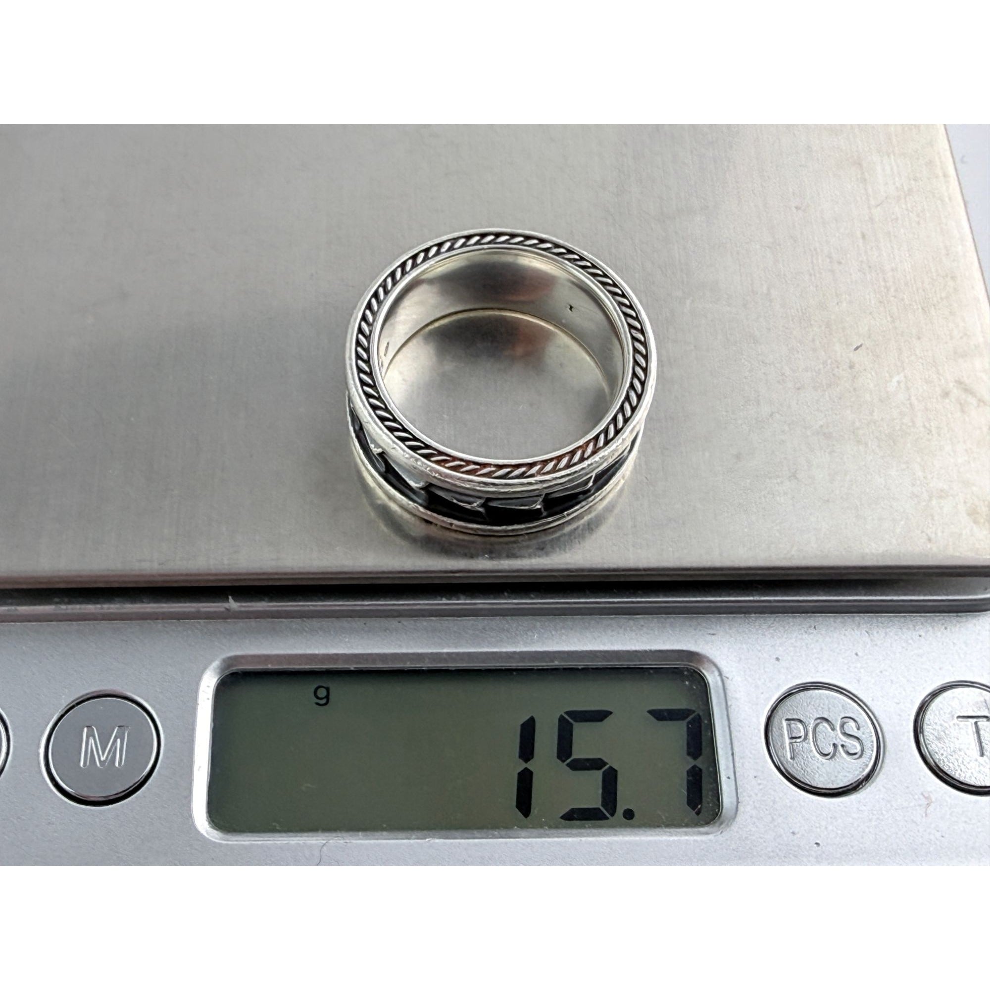 David Yurman Sterling Silver Armory Band Ring Size 10 Weighs 15.7g 9mm Thickness