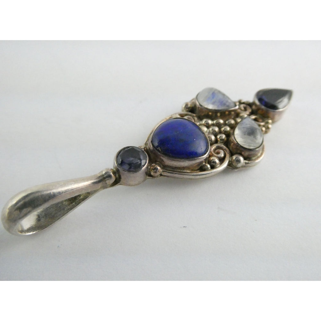 Sajen Sterling Silver Lapis Lazuli Moonstone and Iolite Pendant 10g 59mm Length