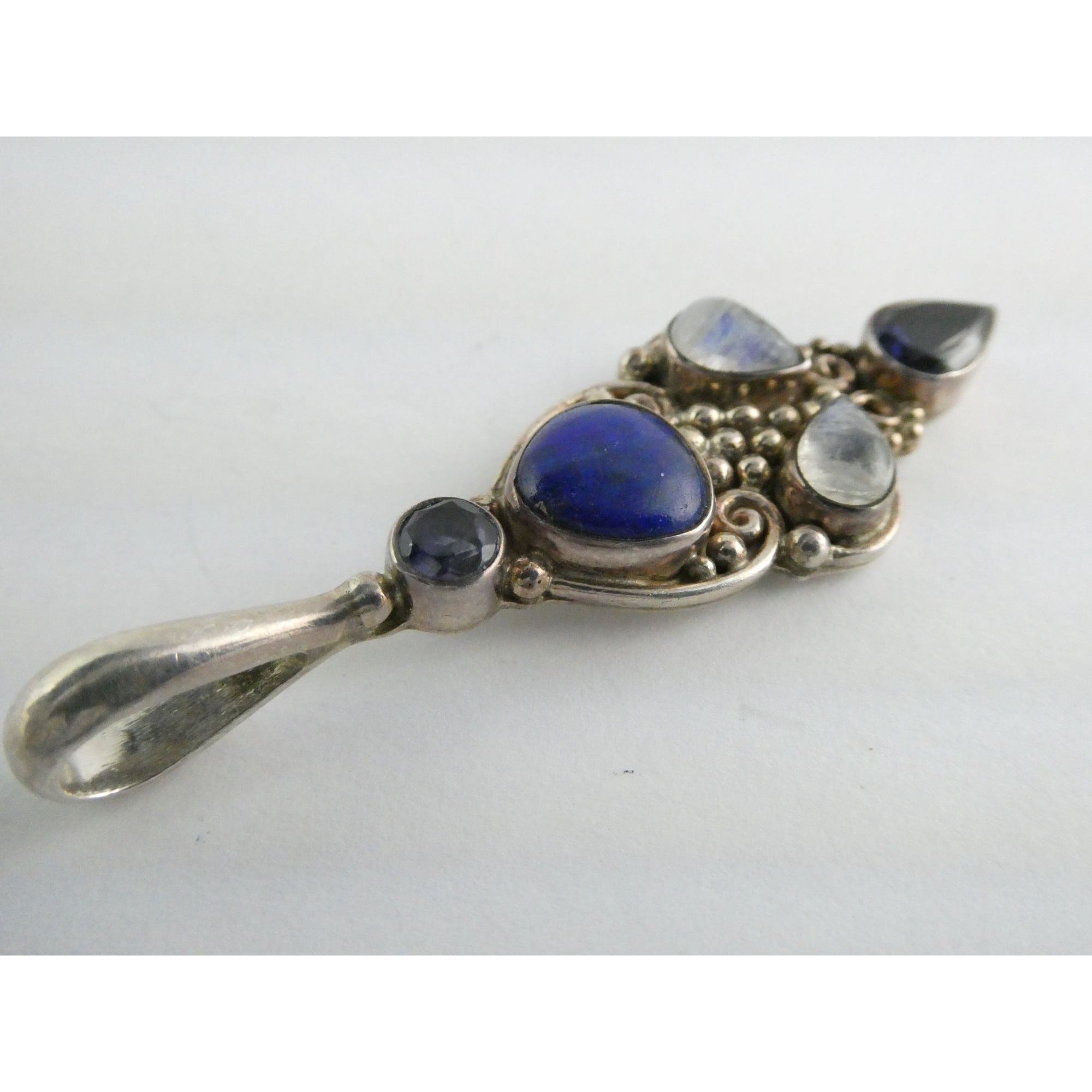 Sajen Sterling Silver Lapis Lazuli Moonstone and Iolite Pendant 10g 59mm Length