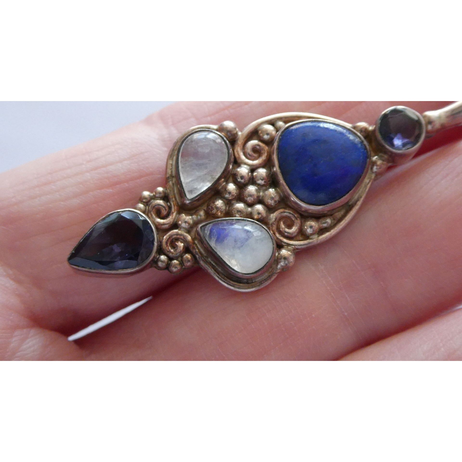 Sajen Sterling Silver Lapis Lazuli Moonstone and Iolite Pendant 10g 59mm Length
