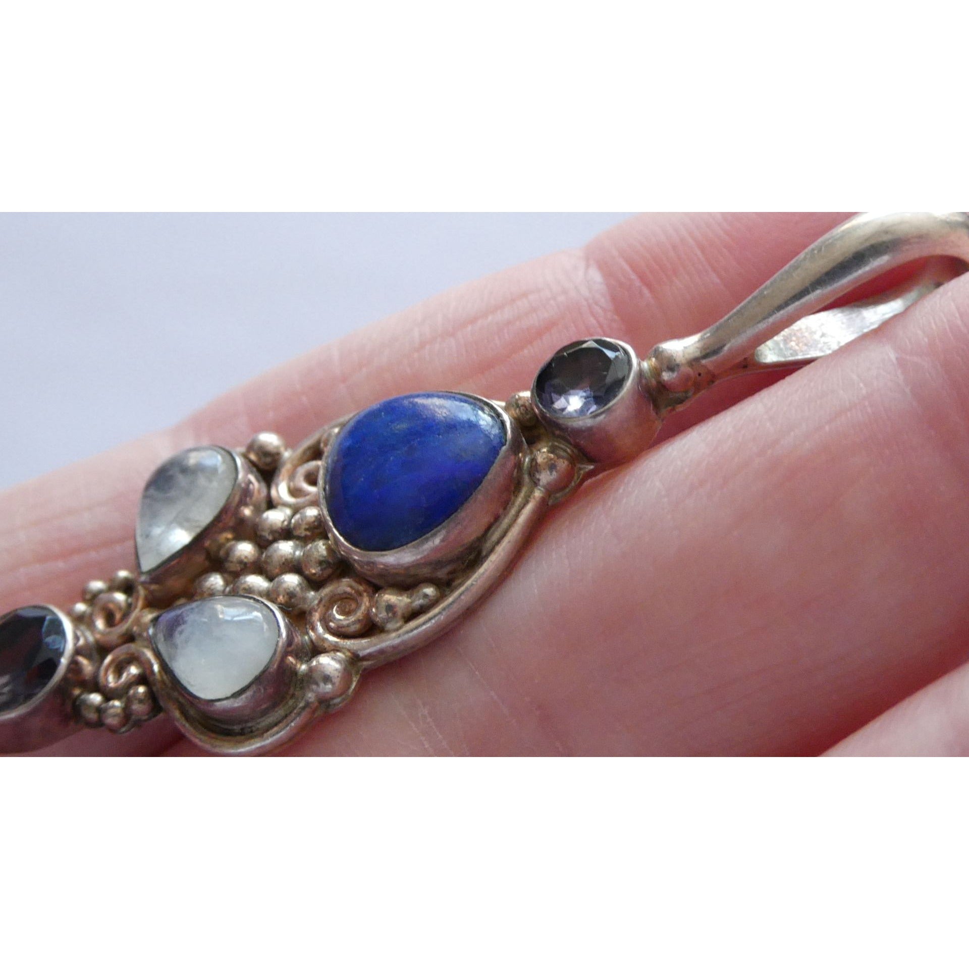 Sajen Sterling Silver Lapis Lazuli Moonstone and Iolite Pendant 10g 59mm Length