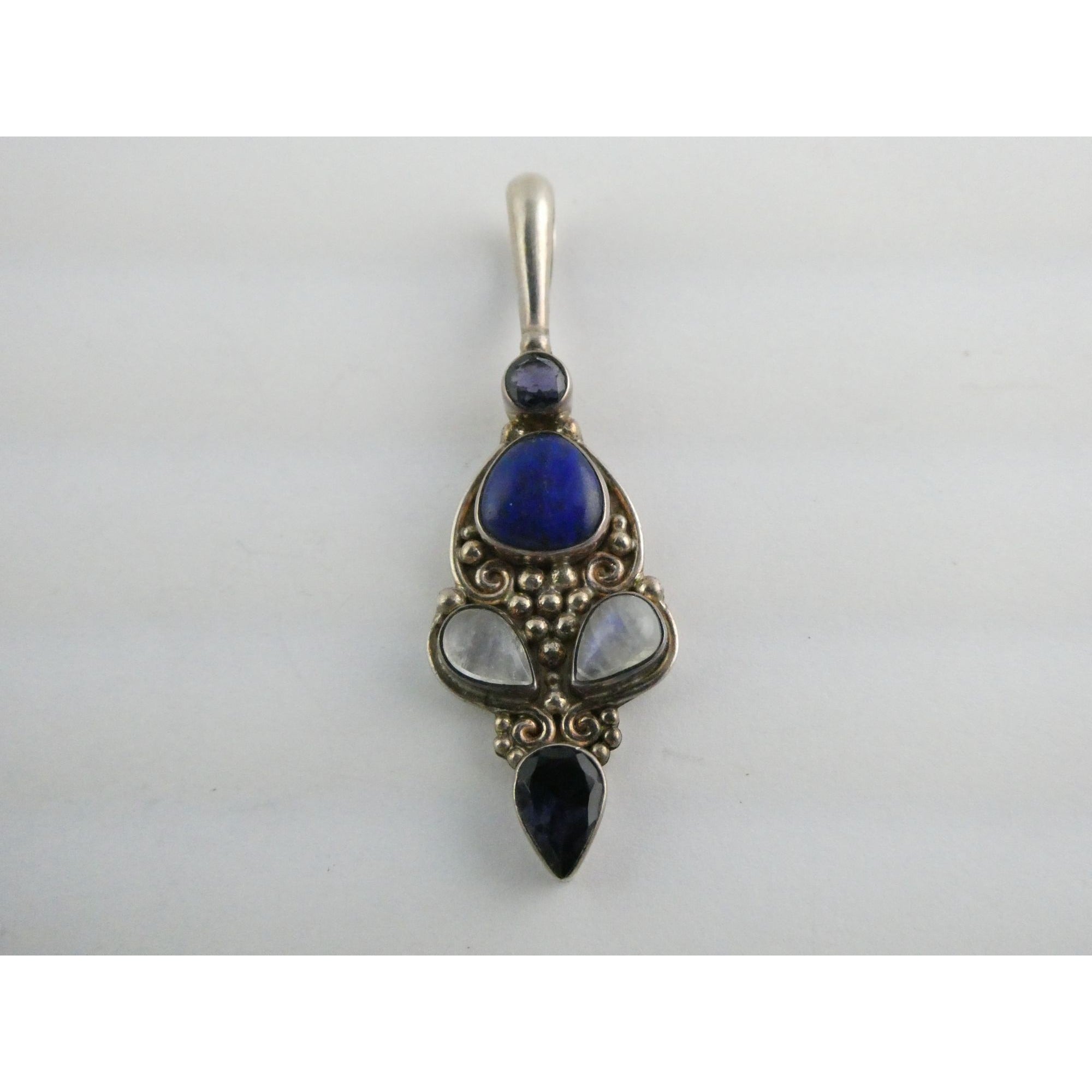 Sajen Sterling Silver Lapis Lazuli Moonstone and Iolite Pendant 10g 59mm Length