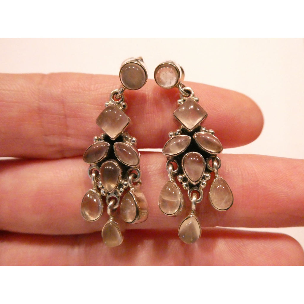 DP Sterling Silver India White Moonstone Earrings 9.4g 1.5 Inch Length