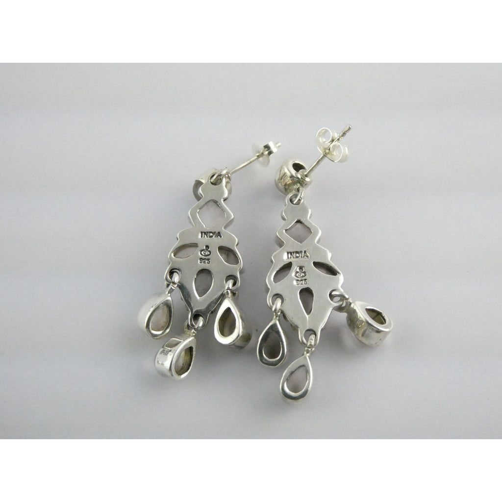 DP Sterling Silver India White Moonstone Earrings 9.4g 1.5 Inch Length
