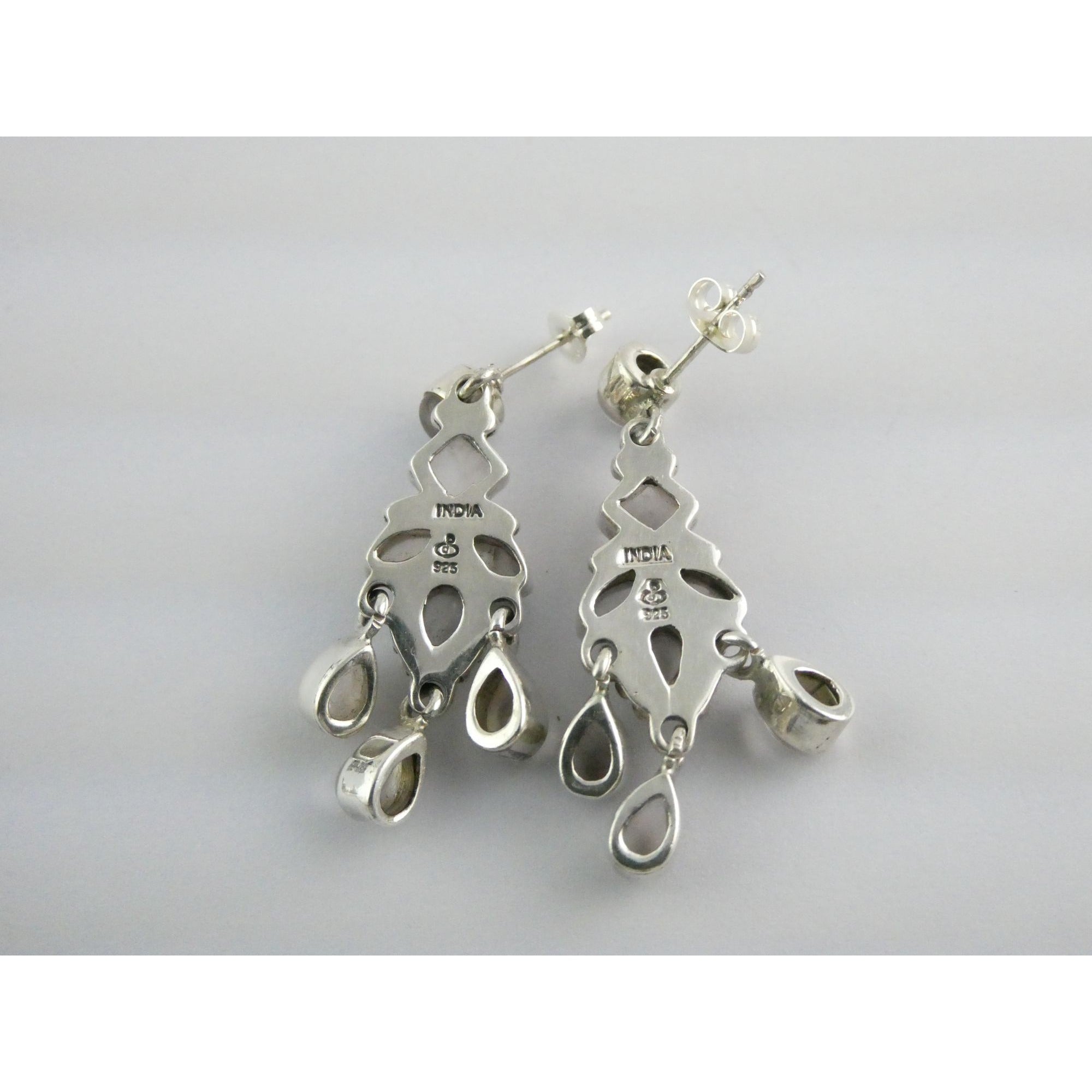 DP Sterling Silver India White Moonstone Earrings 9.4g 1.5 Inch Length
