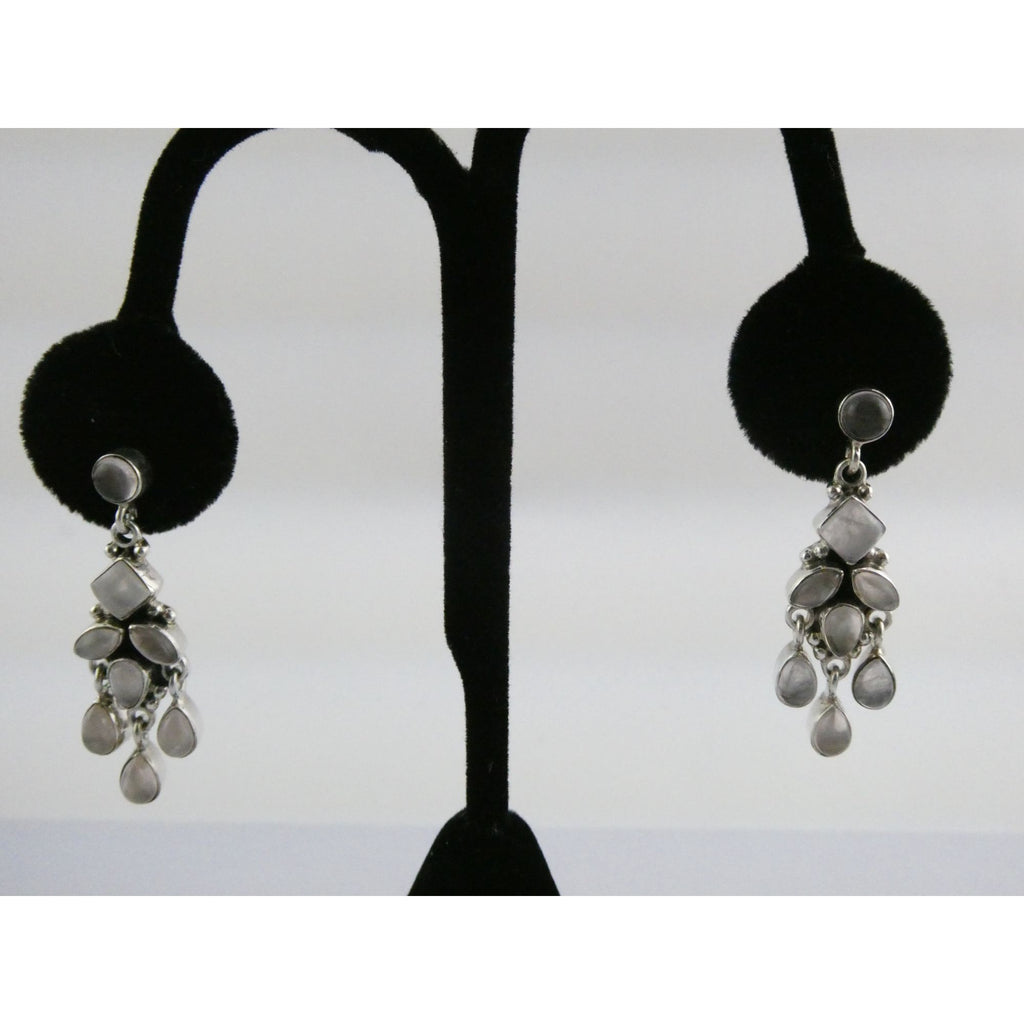 DP Sterling Silver India White Moonstone Earrings 9.4g 1.5 Inch Length