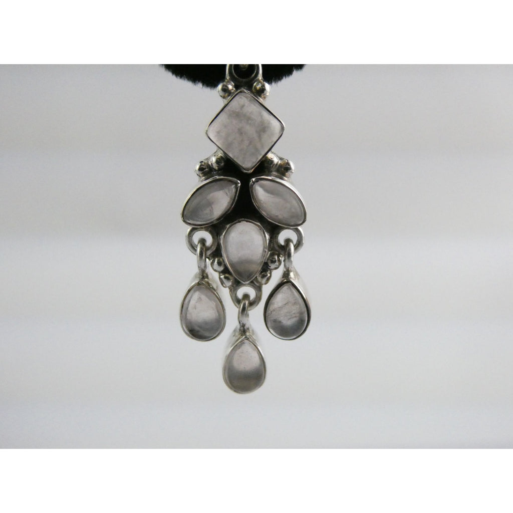 DP Sterling Silver India White Moonstone Earrings 9.4g 1.5 Inch Length