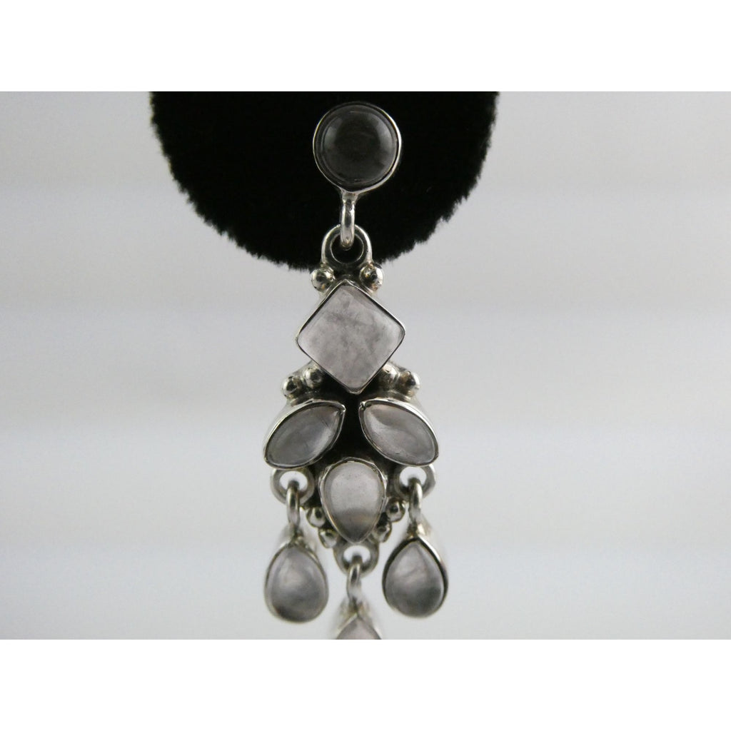DP Sterling Silver India White Moonstone Earrings 9.4g 1.5 Inch Length