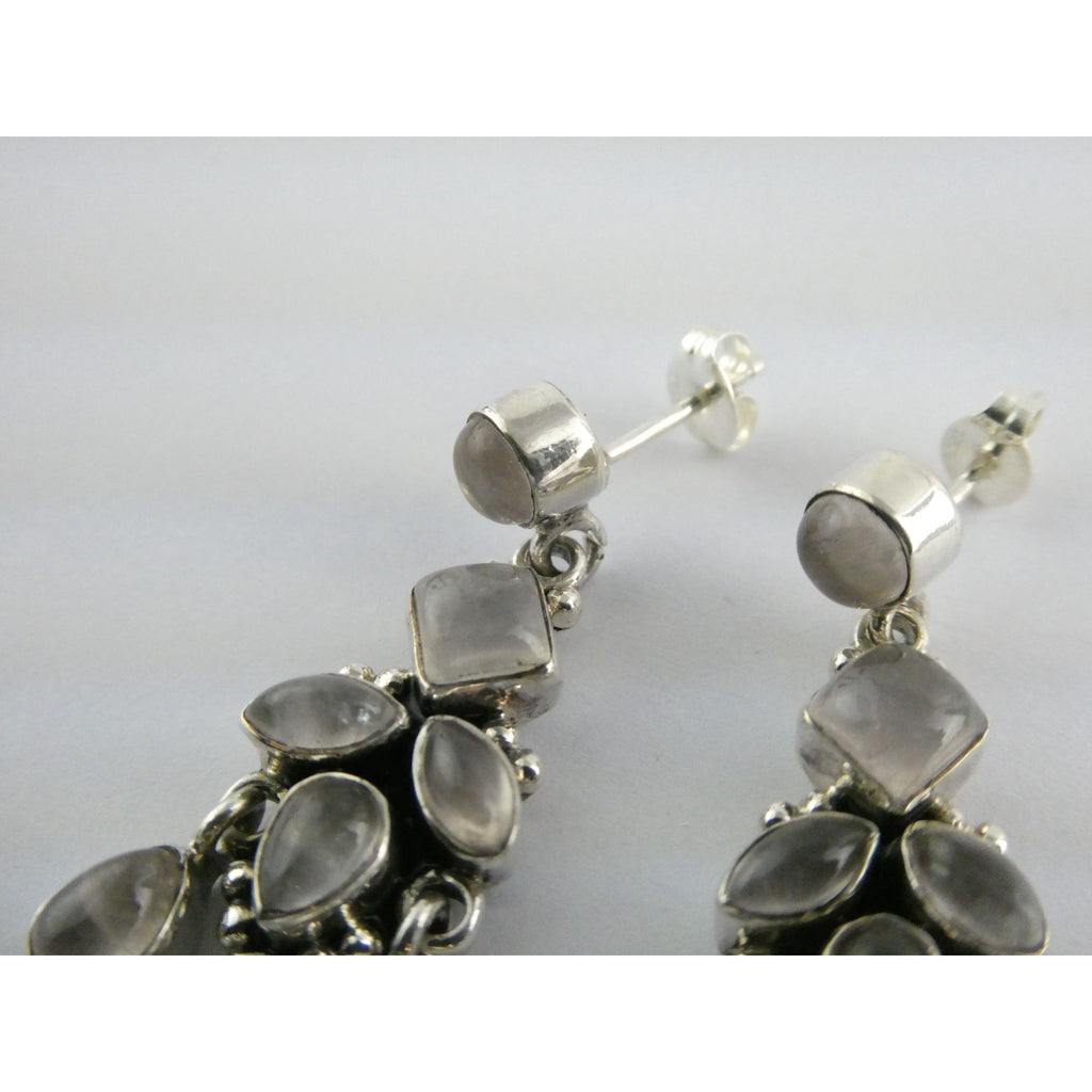 DP Sterling Silver India White Moonstone Earrings 9.4g 1.5 Inch Length