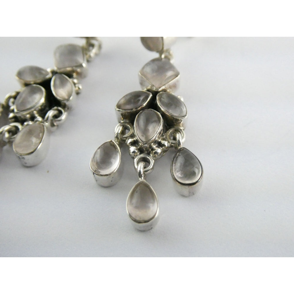 DP Sterling Silver India White Moonstone Earrings 9.4g 1.5 Inch Length