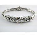 David Schorr DS Sterling Silver 18k Gold Accent Dotted Design Bracelet 6.75 Inch