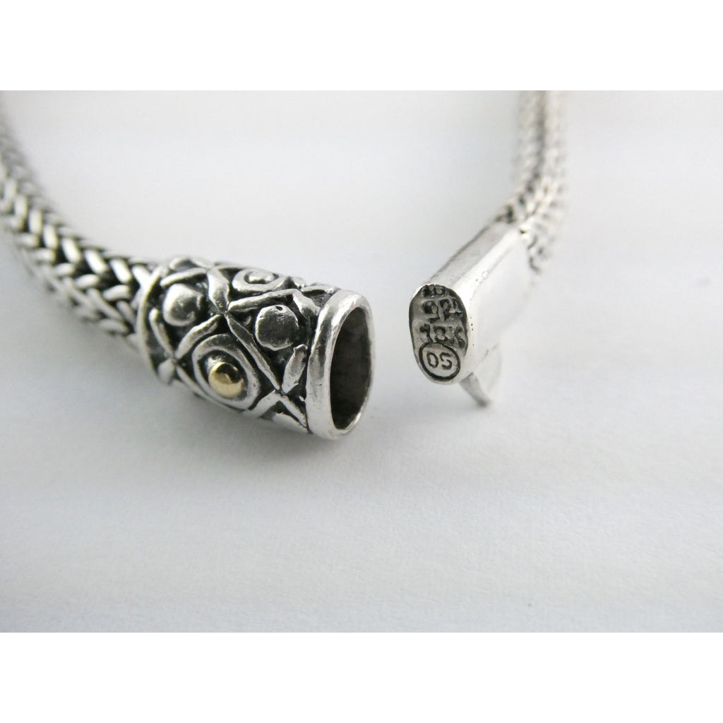 David Schorr DS Sterling Silver 18k Gold Accent Dotted Design Bracelet 6.75 Inch
