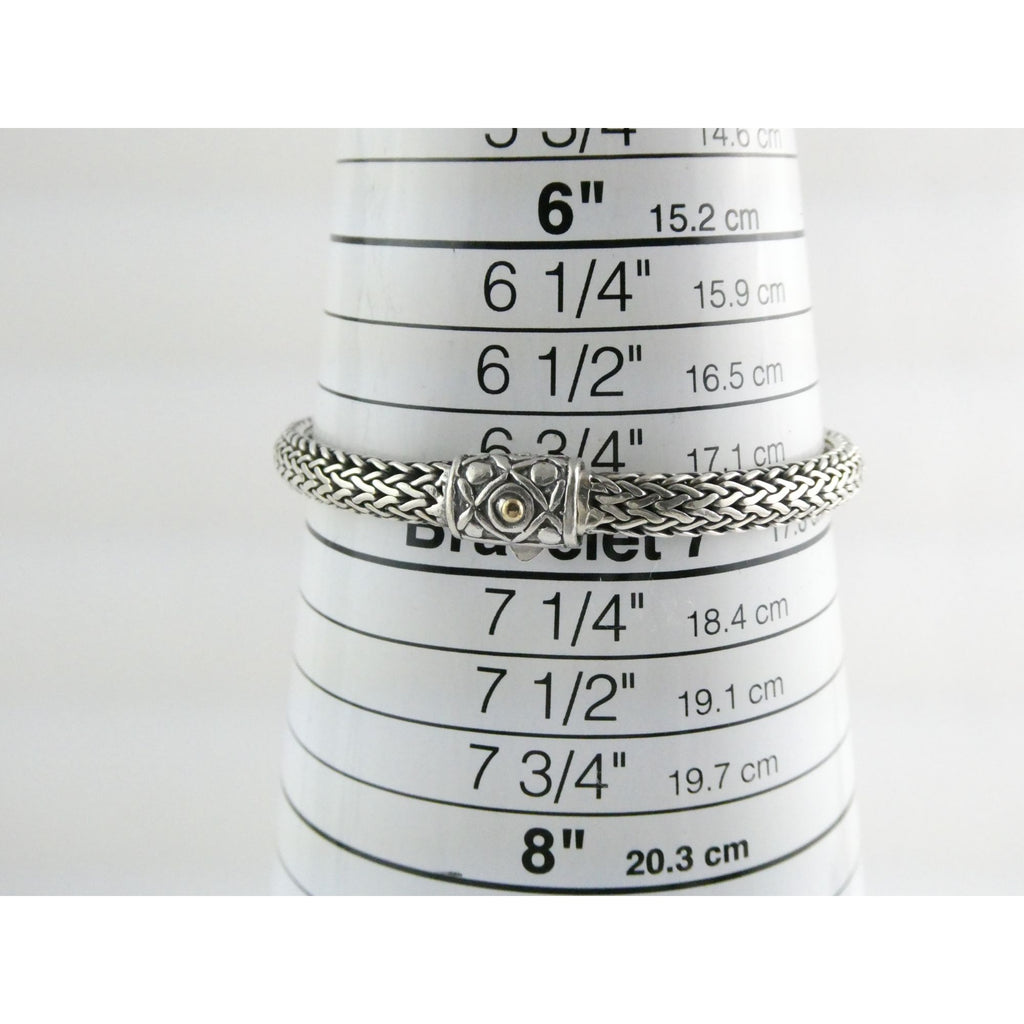 David Schorr DS Sterling Silver 18k Gold Accent Dotted Design Bracelet 6.75 Inch