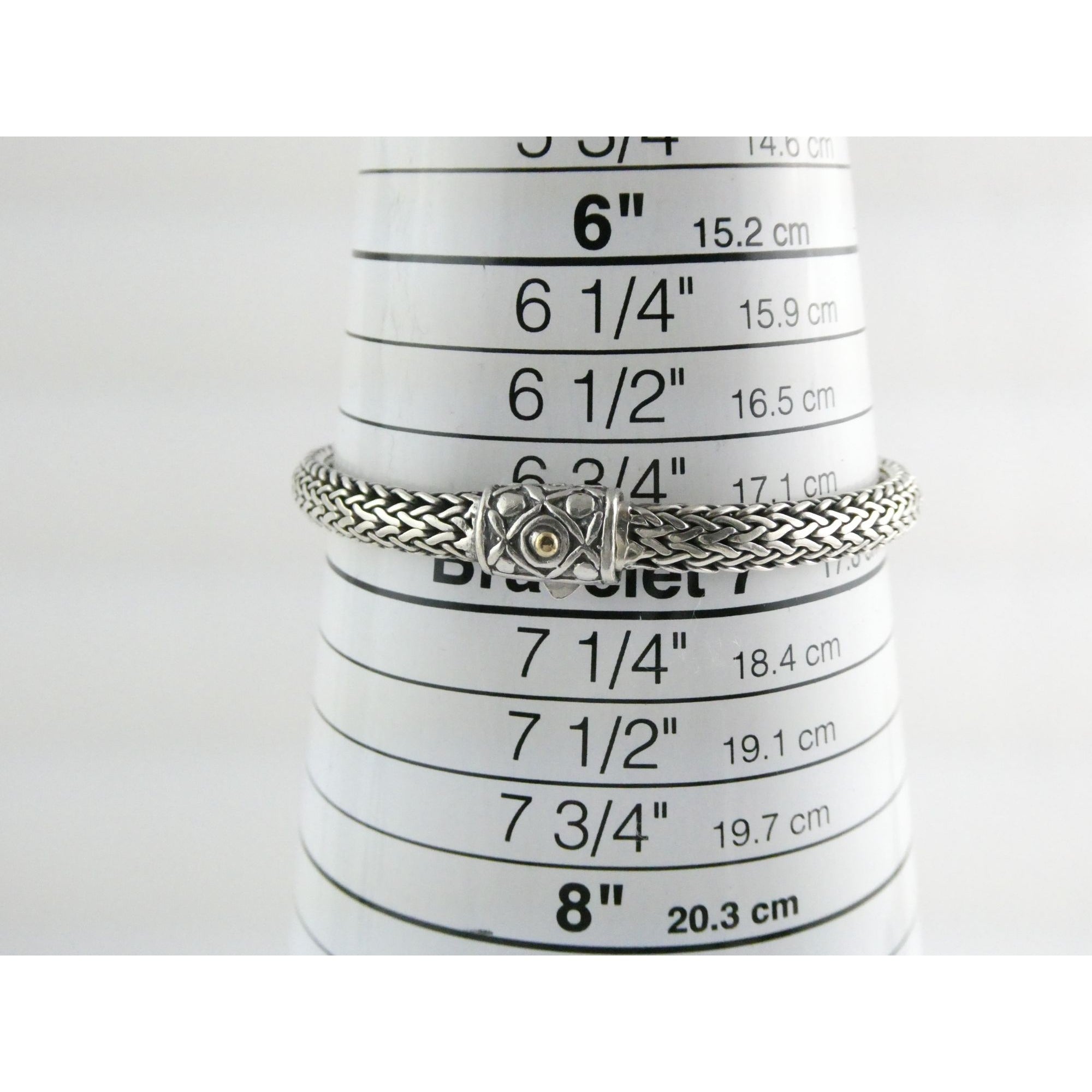 David Schorr DS Sterling Silver 18k Gold Accent Dotted Design Bracelet 6.75 Inch