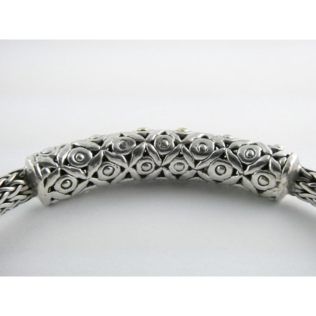 David Schorr DS Sterling Silver 18k Gold Accent Dotted Design Bracelet 6.75 Inch