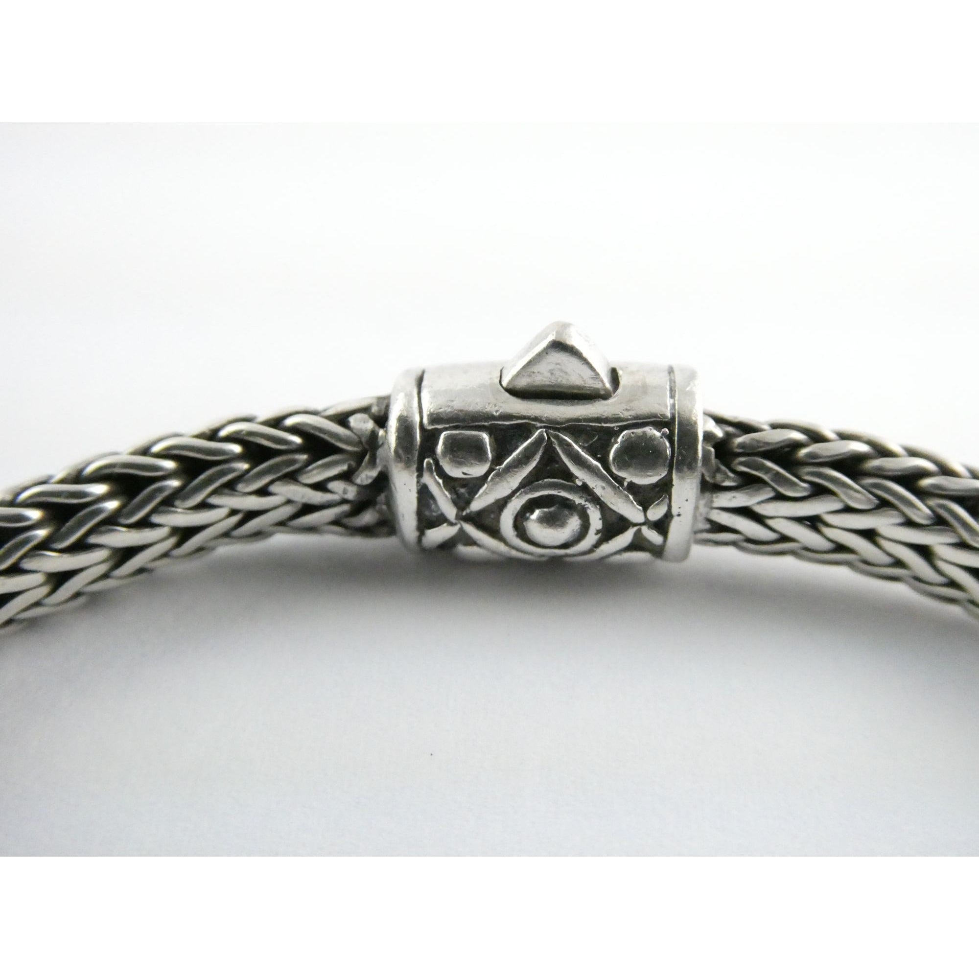 David Schorr DS Sterling Silver 18k Gold Accent Dotted Design Bracelet 6.75 Inch