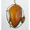 Polish Sterling Silver Freeform Modernist Amber Cabochons Pendant 925 41.9g