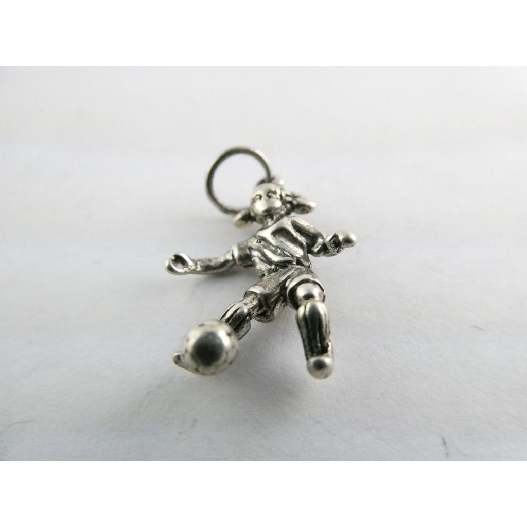 Vintage Shube Sterling Silver Figural Child Soccer Player Charm Pendant 2g 26mm