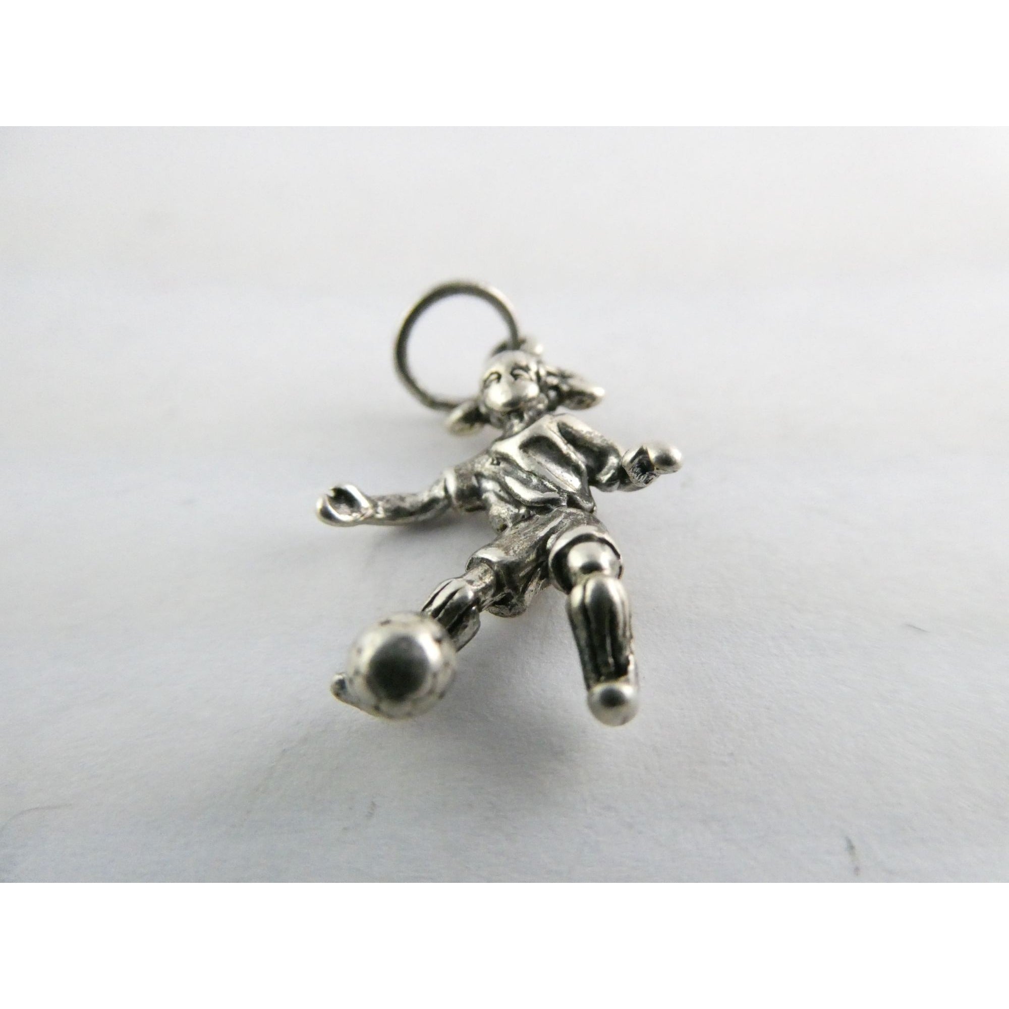 Vintage Shube Sterling Silver Figural Child Soccer Player Charm Pendant 2g 26mm