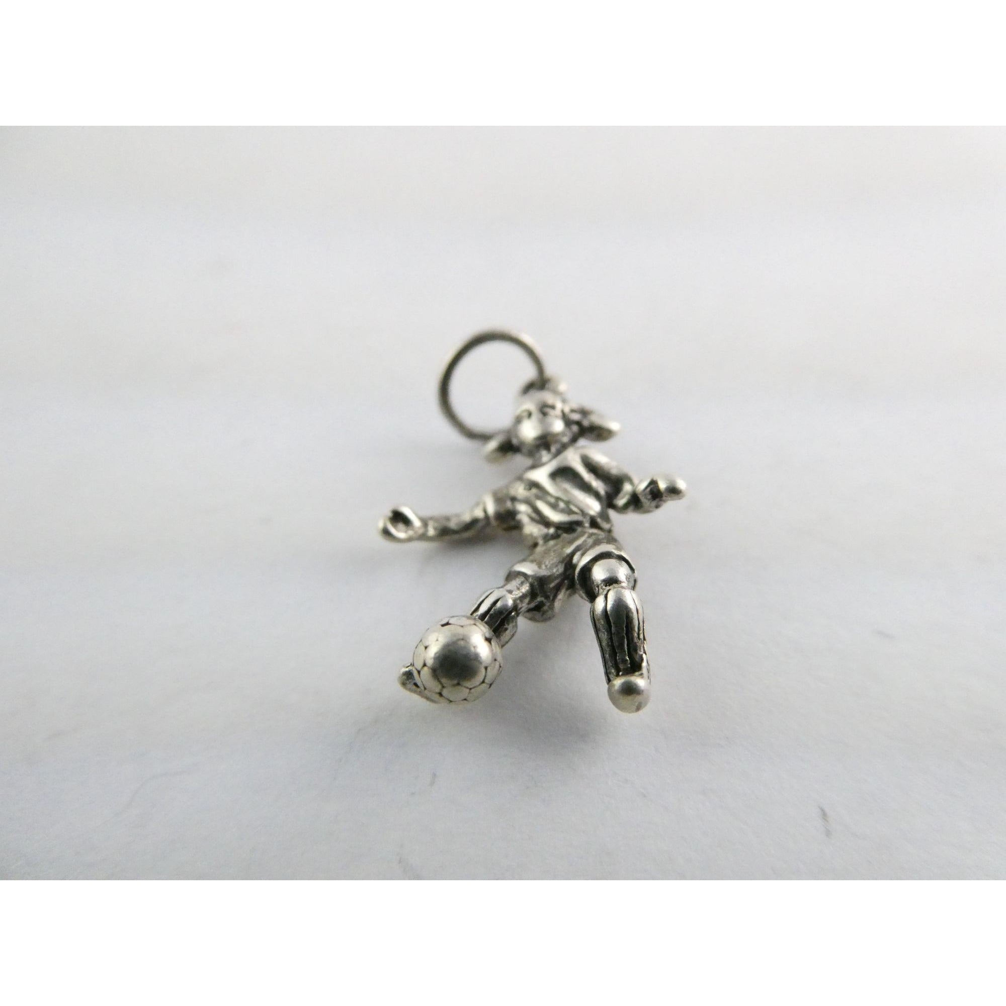 Vintage Shube Sterling Silver Figural Child Soccer Player Charm Pendant 2g 26mm