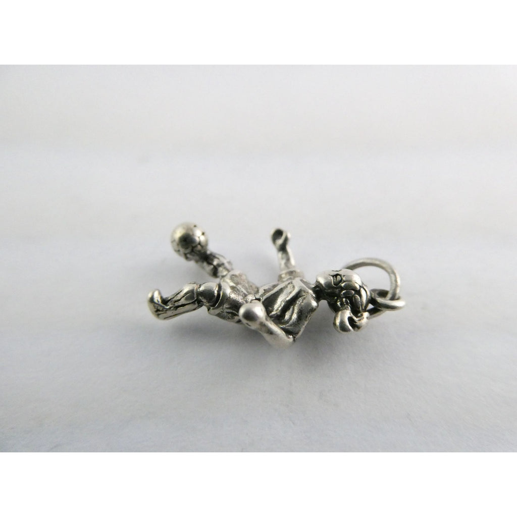 Vintage Shube Sterling Silver Figural Child Soccer Player Charm Pendant 2g 26mm