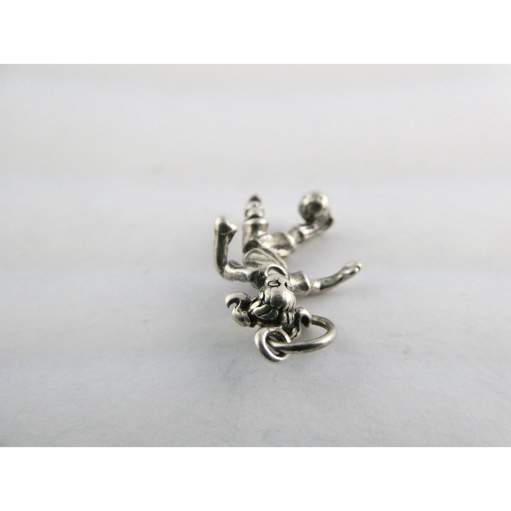 Vintage Shube Sterling Silver Figural Child Soccer Player Charm Pendant 2g 26mm
