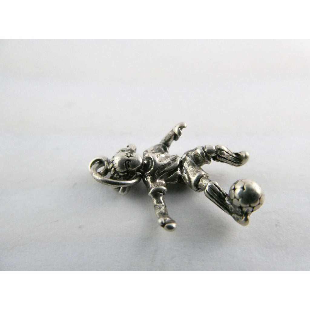 Vintage Shube Sterling Silver Figural Child Soccer Player Charm Pendant 2g 26mm