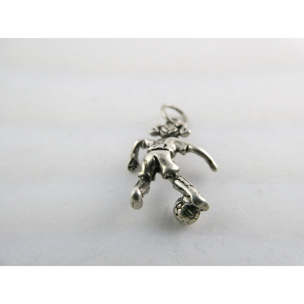 Vintage Shube Sterling Silver Figural Child Soccer Player Charm Pendant 2g 26mm