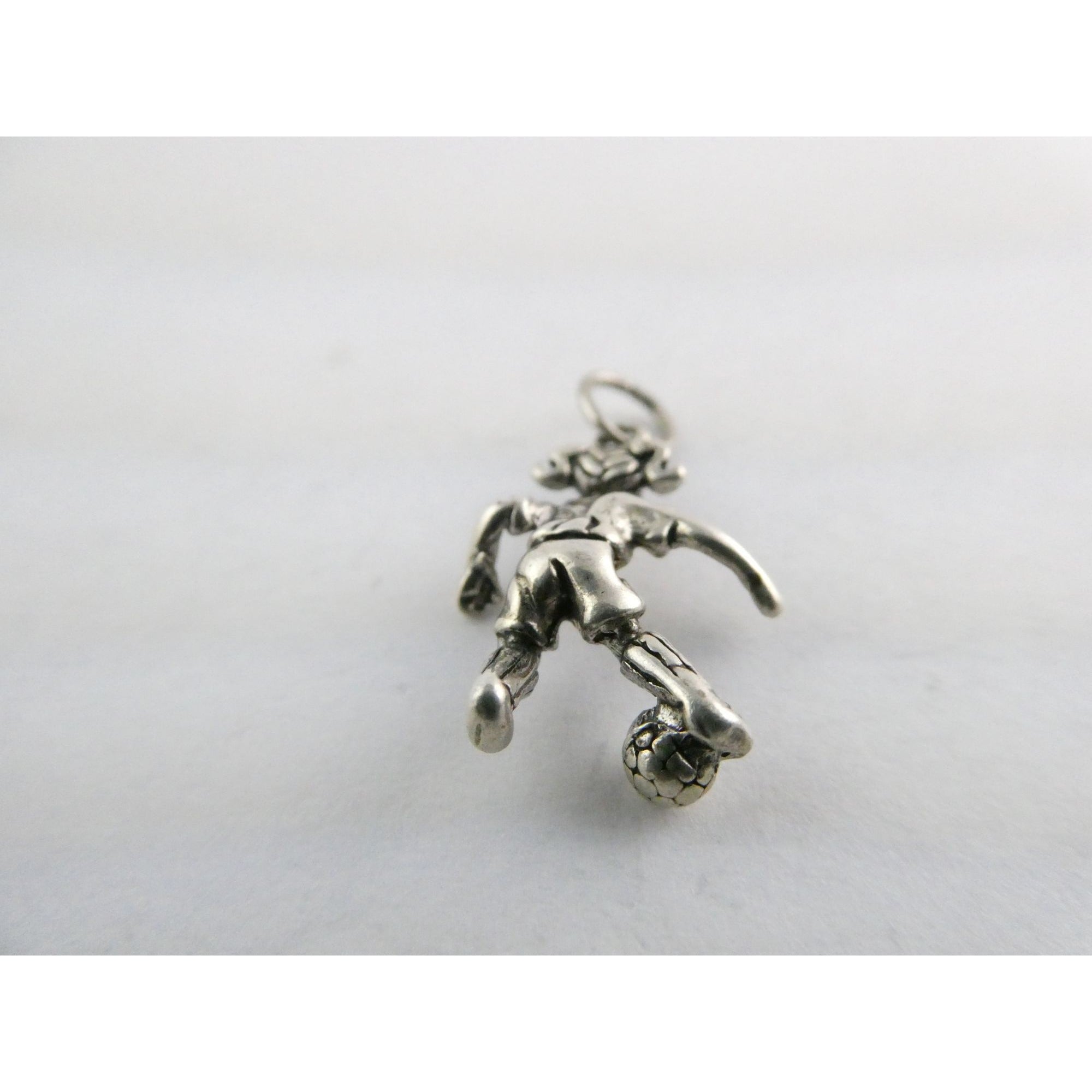 Vintage Shube Sterling Silver Figural Child Soccer Player Charm Pendant 2g 26mm
