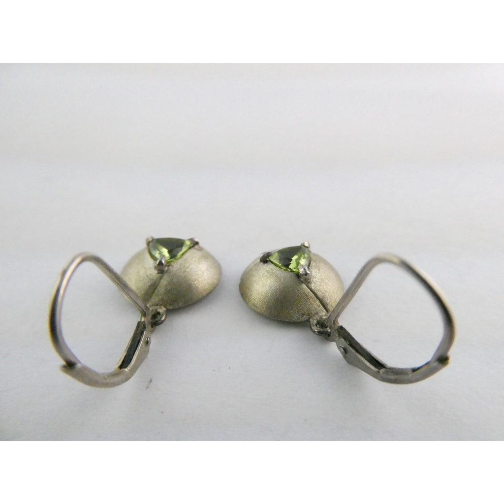 Designer AD Sterling Silver Textured Peridot Dangling Earrings 4g 28mm Length