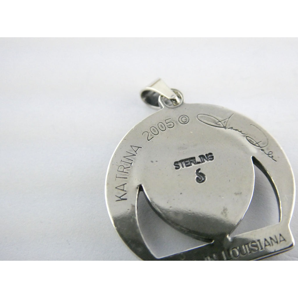 Sterling Silver New Orleans Katrina Memorial Pendant 2005 Designer Anne Dale 7g