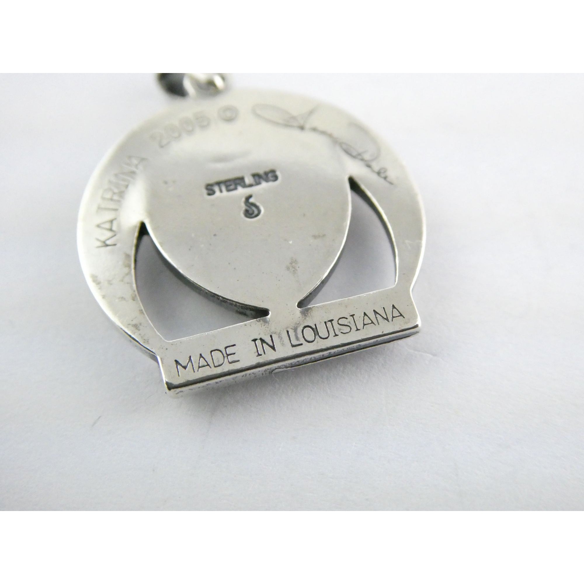 Sterling Silver New Orleans Katrina Memorial Pendant 2005 Designer Anne Dale 7g
