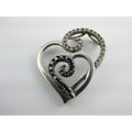 Sterling Silver Lab Created White and Blue Diamonds Two Hearts Pendant 2g 20mm