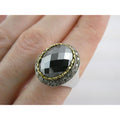 Silpada Empress Sterling Silver Hematite and CZ Statement Ring Size 9.25 9.5g