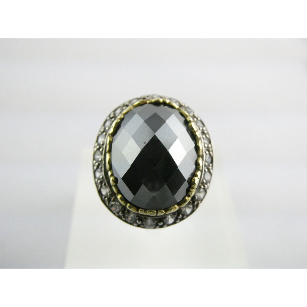 Silpada Empress Sterling Silver Hematite and CZ Statement Ring Size 9.25 9.5g