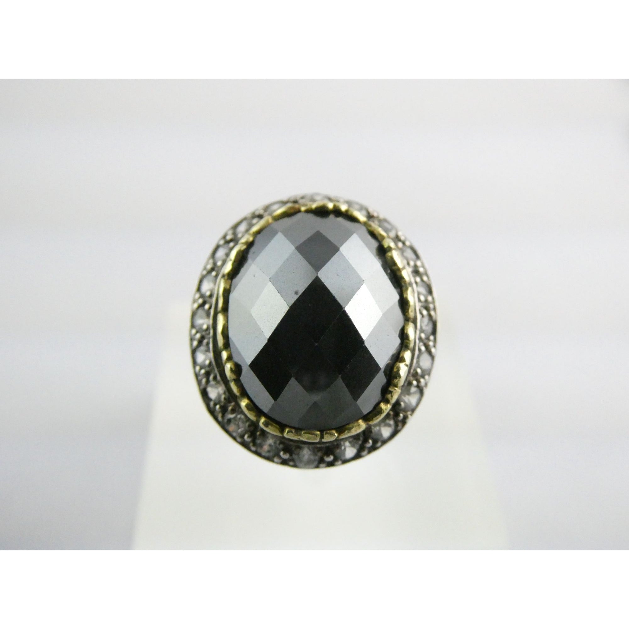 Silpada Empress Sterling Silver Hematite and CZ Statement Ring Size 9.25 9.5g