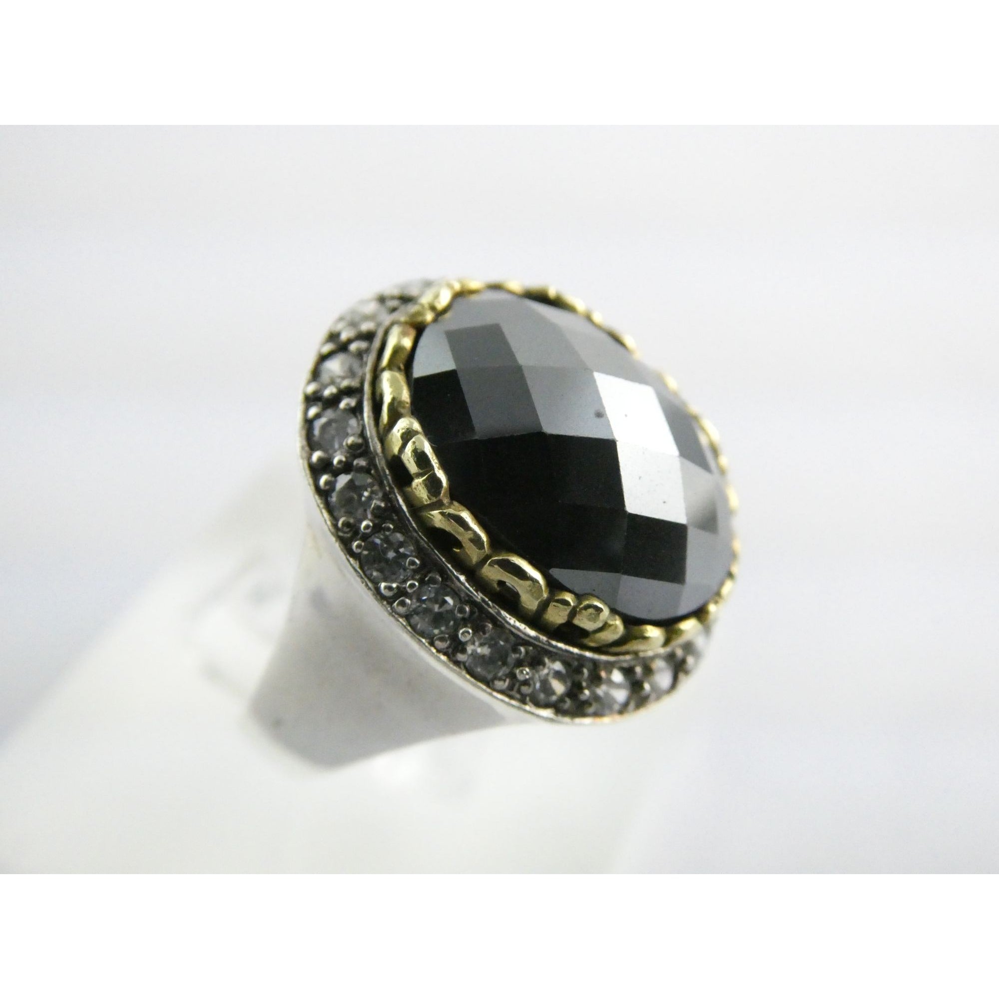 Silpada Empress Sterling Silver Hematite and CZ Statement Ring Size 9.25 9.5g