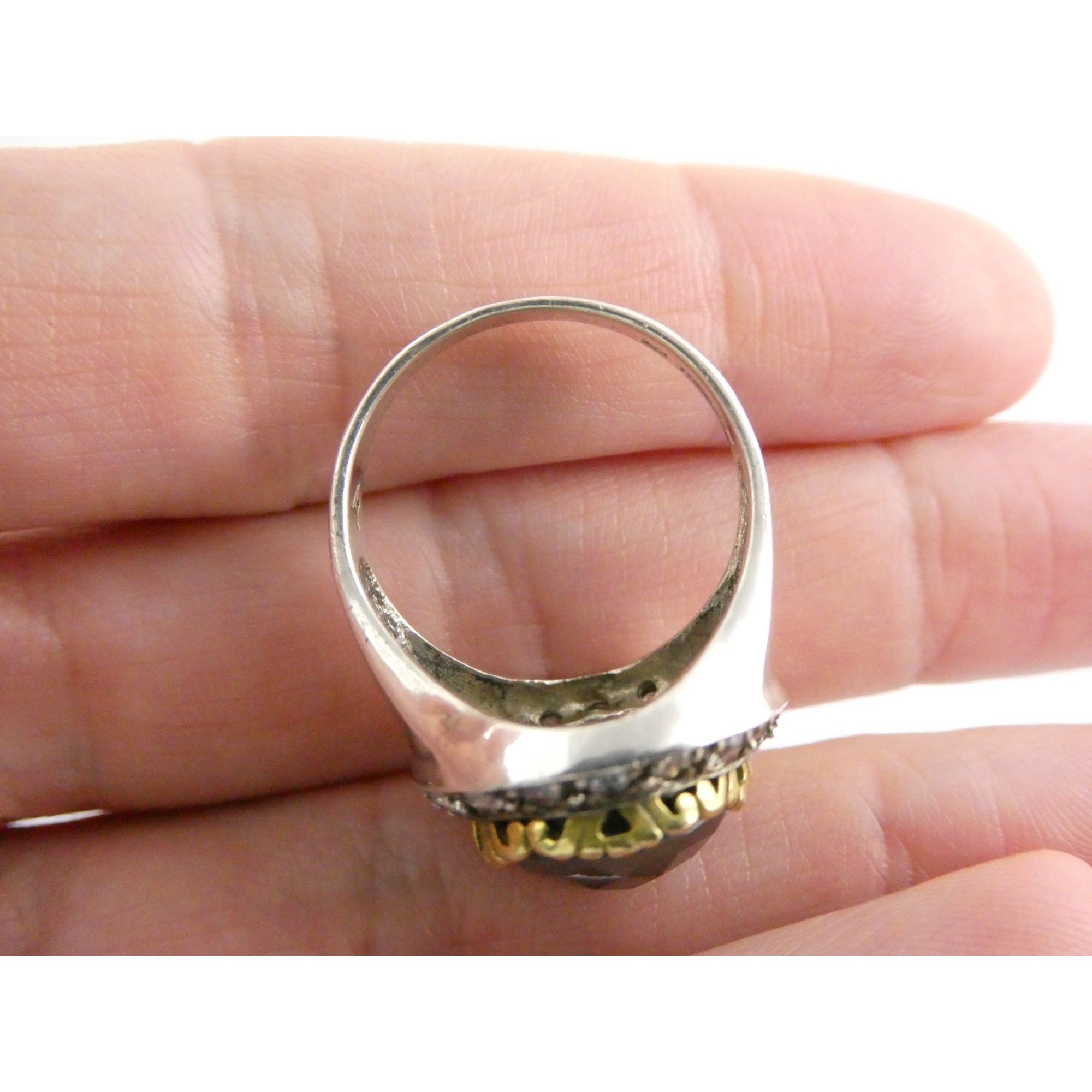 Silpada Empress Sterling Silver Hematite and CZ Statement Ring Size 9.25 9.5g