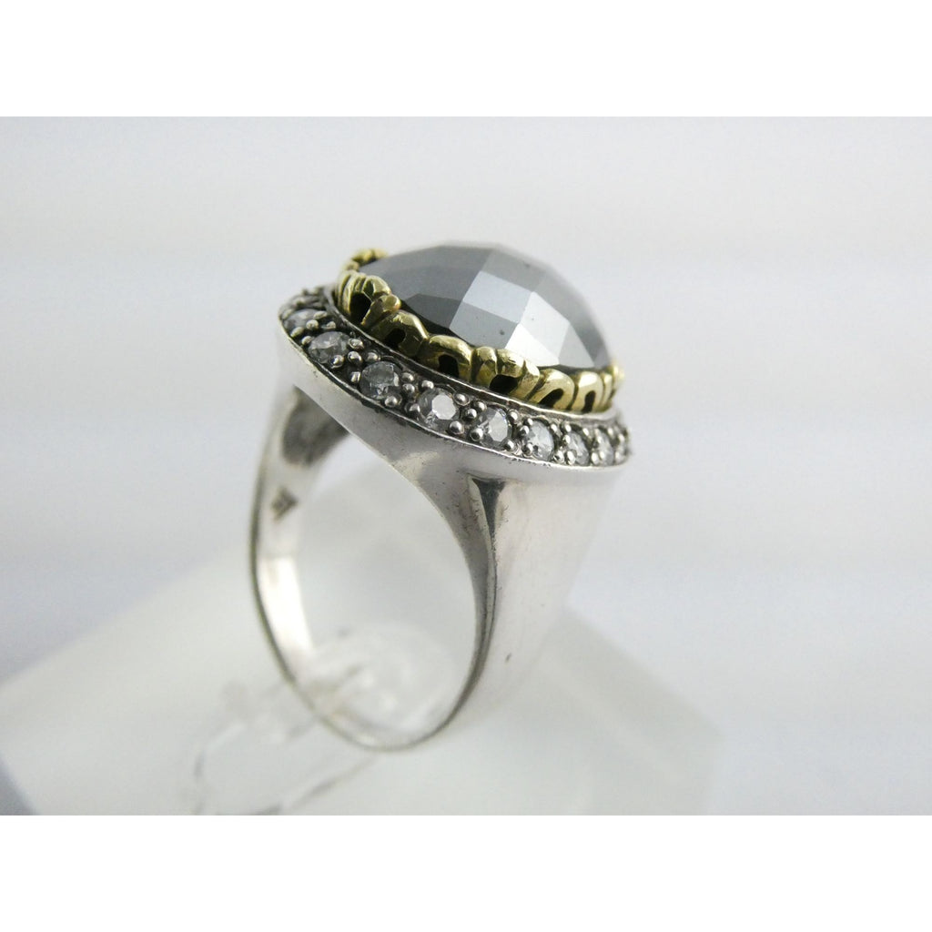 Silpada Empress Sterling Silver Hematite and CZ Statement Ring Size 9.25 9.5g