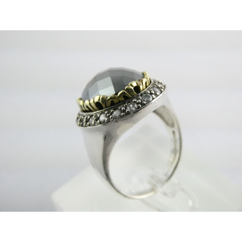 Silpada Empress Sterling Silver Hematite and CZ Statement Ring Size 9.25 9.5g